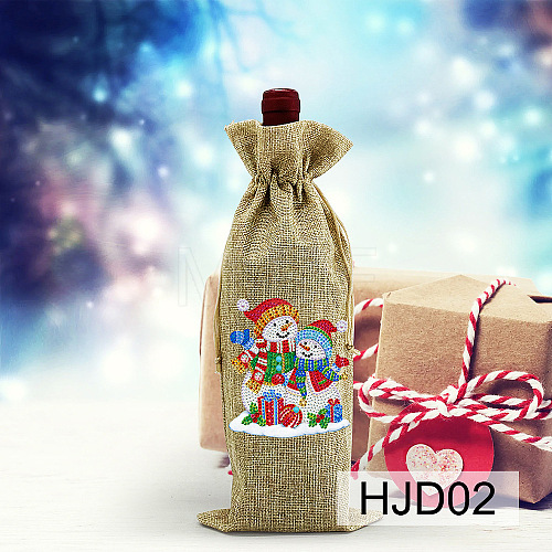 Christmas Theme DIY Diamond Painting Drawstring Bag Kit PW-WG02BF0-02-1