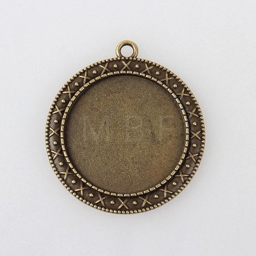 Vintage Tibetan Style Alloy Pendant Cabochon Bezel Settings TIBEP-M018-130AB-NF-1