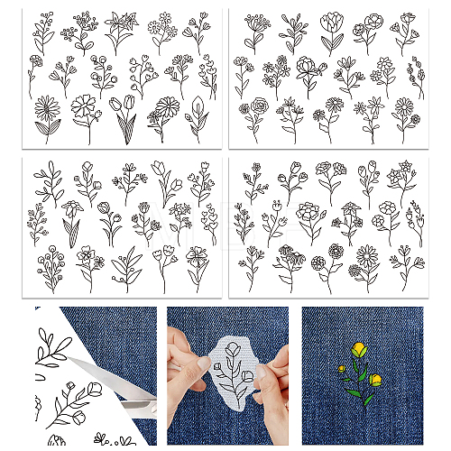 4 Sheets 11.6x8.2 Inch Stick and Stitch Embroidery Patterns DIY-WH0455-002-1