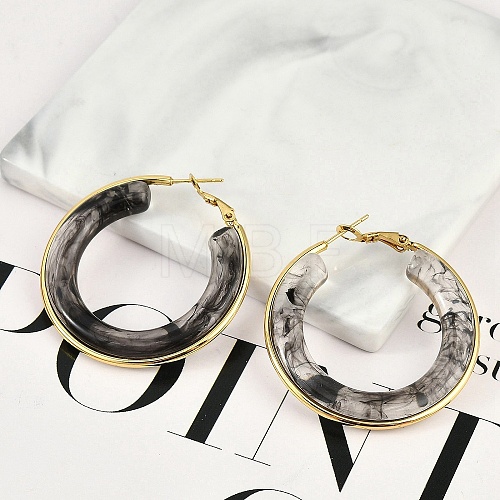 304 Stainless Steel Hoop Earrings For Women EJEW-B113-02G-02-1