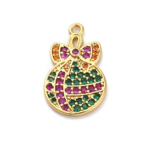 Christmas Series Brass Micro Pave Cubic Zirconia Pendants KK-Q010-01G-04A-1