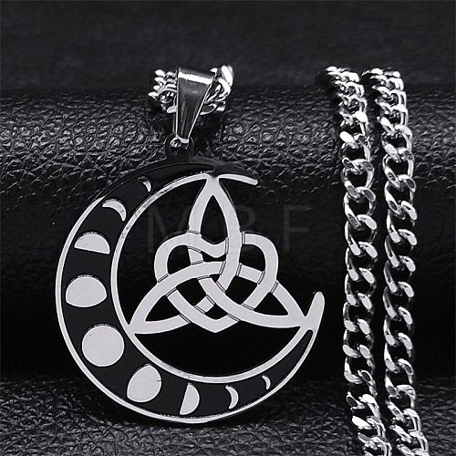 Non-Tarnish 304 Stainless Steel Pendant Necklaces NJEW-C042-10P-1