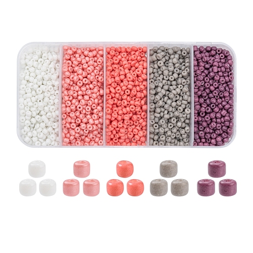 1900Pcs 5 Colors Baking Paint Glass Seed Beads SEED-YW0001-76F-1