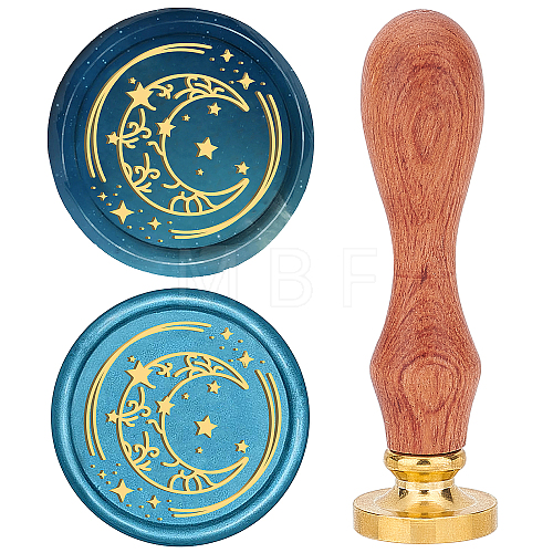 Brass Wax Seal Stamps with Rosewood Handle AJEW-WH0412-0086-1