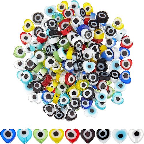 180Pcs 9 Colors Handmade Evil Eye Lampwork Beads Strands LAMP-FH0001-09-1