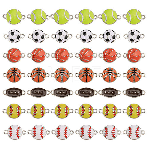 CHGCRAFT 42Pcs 7 Styles Sports Ball Theme Alloy Enamel Connector Charms ENAM-CA0001-81-1
