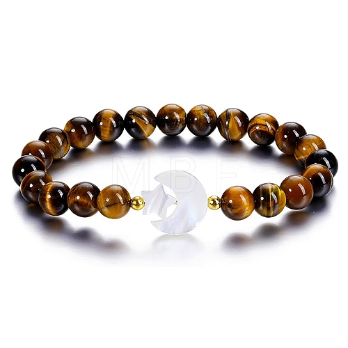 Natural Tiger Eye Stretch Bracelet PW-WG14959-05-1