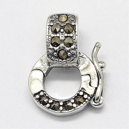 Rhodium Plated 925 Sterling Silver Micro Pave Cubic Zirconia Twister Clasps STER-A102-010P-1