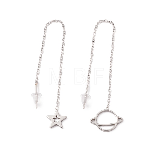 Star & Planet Asymmetrical Earrings Dangle Stud Earrings EJEW-A067-07P-1