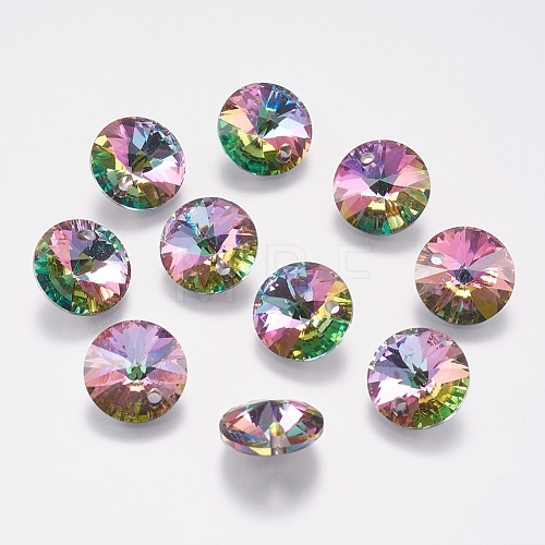 Faceted Glass Rhinestone Charms RGLA-F049-12mm-001VO-1