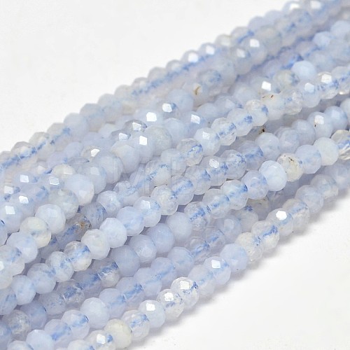 Faceted Rondelle Natural Blue Lace Agate Beads Strands G-F289-04-1