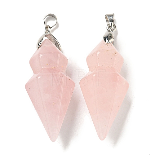 Natural Rose Quartz Pointed Pendants G-F766-08AS-03-1