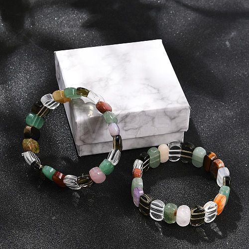 Natural Mixed Gemstone Beaded Stretch Bracelets for Women Men BJEW-M049-11B-1