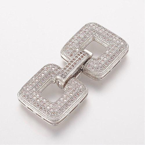 Brass Micro Pave Cubic Zirconia Fold Over Clasps ZIRC-J016-10P-1