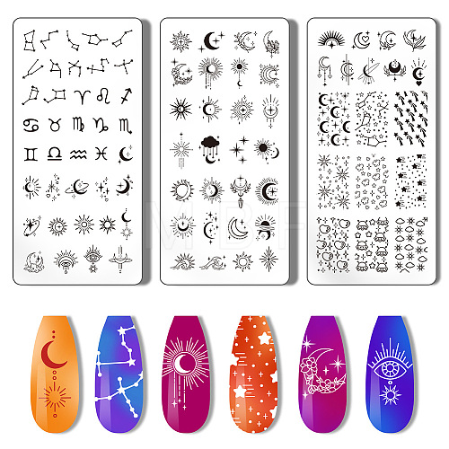 Stainless Steel DIY Nail Art Templates MRMJ-WH0092-011-1