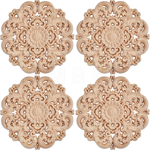 Rubber Wood Carved Onlay Applique Craft DJEW-WH0015-32A-1