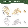 Unicraftale 24Pcs 2 Colors 304 Stainless Steel Stud Earring Findings STAS-UN0037-29-4