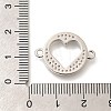 Rack Plating Brass Clear Cubic Zirconia Flat Round with Hollow Heart Connector Charms KK-L225-036P-3