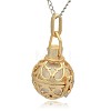 Golden Tone Brass Hollow Round Cage Pendants KK-J235-09G-2