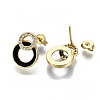 Brass Micro Pave Clear Cubic Zirconia Stud Earrings EJEW-N011-22-NF-3