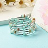 5-Loop Natural Amazonite Chip Beaded Wrap Bracelets for Women BJEW-JB01517-06-2