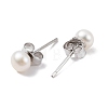 Natural Pearl Round Bead Stud Earrings EJEW-E298-01A-01P-2