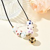 Sports 304 Stainless Steel Enamel Football Pendant Black Waxed Cord Necklaces SA-CBA5F92-02G-3