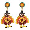 Alloy & Glass Seed Beaded Stud Dangle Earrings FS-WG6CE38-07-1