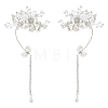 2Pcs 2 Styles Flower Crystal Rhinestone & Plastic Pearl Cuff Earrings EJEW-FH0001-13S-1