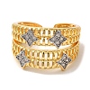 Rack Plating Brass Micro Pave Clear Cubic Zirconia Cuff Rings for Women RJEW-G325-13B-GP-2