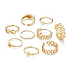 9Pcs 9 Style Brass Cuff Rings RJEW-LS0001-11G-4