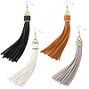 8Pcs 4 Colors PU Leather Tassel Dangle Earrings EJEW-CL0001-02B-1