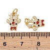 Christmas Brass Micro Pave Cubic Zirconia Enamel Charms KK-L255-19G-03-3