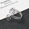 304 Stainless Steel Round Wrap Open Cuff Rings for Women Men RJEW-Z071-02B-P-3