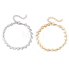2Pcs 2 Colors 304 Stainless Steel Heart Link Chain Bracelets for Women BJEW-JB13368-2