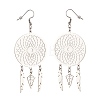 304 Stainless Steel Woven Net with Feather Dangle Earrings for Women EJEW-JE05005-1