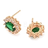 Rack Plating Brass Clear Cubic Zirconia & Glass Stud Earrings EJEW-M090-11G-01-2