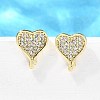 Heart Brass Micro Pave Cubic Zirconia Ear Studs EJEW-D304-35P-4