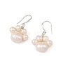 Brass & Natural Cultured Freshwater Pearl Beads Dangle Earrings for Women EJEW-JE07465-4
