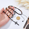 Natural Tiger Eye & Obsidian & Synthetic Hematite & Glass Round Rosary Bead Necklaces NJEW-DC00011-3