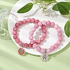 2Pcs 2 Colors 10.5mm Round Opaque Crackle Glass Beaded Stretch Bracelet Sets BJEW-MZ00083-2