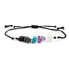 Natural Mixed Gemstone Chips & Brass Beads Link Bracelets CL3934-6-1