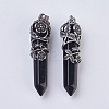 Natural & Dyed & Heated Black Agate Pointed Pendants G-F529-B03-1