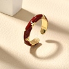 Brass Enamel Cuff Rings for Women RJEW-U040-01G-01-1