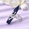 Natural Lapis Lazuli & Brass Cuff Rings for Women RJEW-G374-01P-07-2