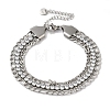 304 Stainless Steel Pave Crystal Rhinestone Multi-Strand Figaro Chain Bracelets for Women BJEW-I315-06P-1