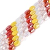 Electroplate Imitation Jade & Opaque & Transparent Glass Beads Strands EGLA-Q135-6x8MM-01B-1