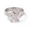 Non-Tarnish 201 Stainless Steel Clover Finger Ring RJEW-J051-07P-2