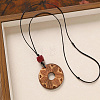 Wood Pendant Black Wax Cord Long Necklaces for Women FS-WG36920-18-1