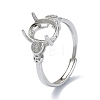Adjustable 925 Sterling Silver Ring Components STER-K179-34P-1